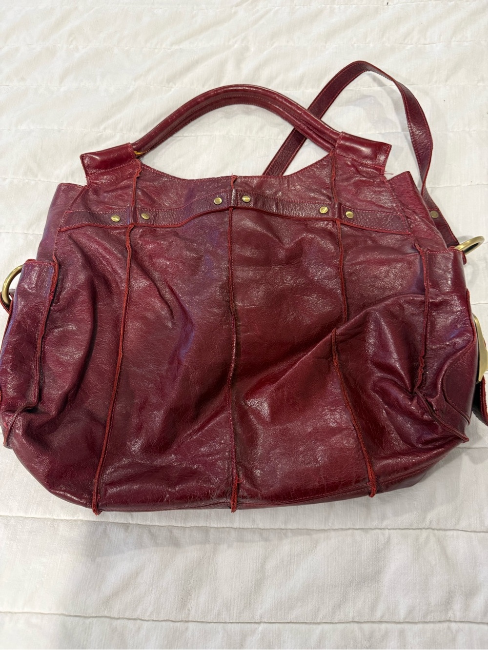 Women's Burgundy Leather Tote Bag